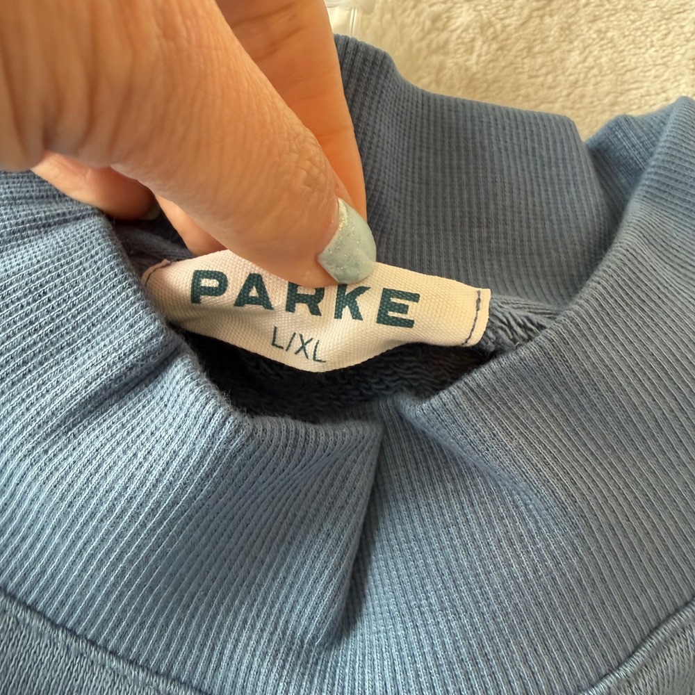 Parke SOLD OUT Summer Blue Oversized Mock Neck Sweatshirt and Pouch Set L/XL - Picture 4 of 6